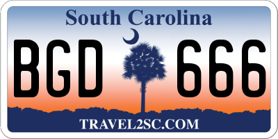 SC license plate BGD666