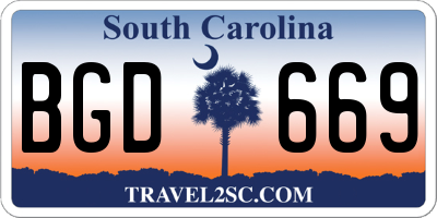 SC license plate BGD669