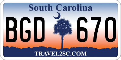 SC license plate BGD670