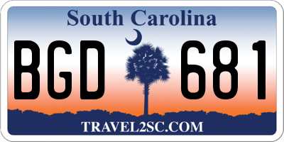 SC license plate BGD681