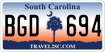SC license plate BGD694