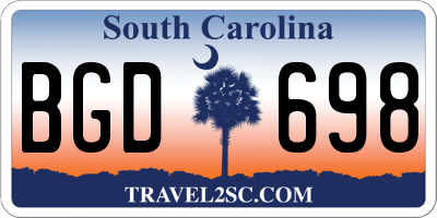 SC license plate BGD698