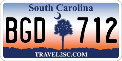 SC license plate BGD712