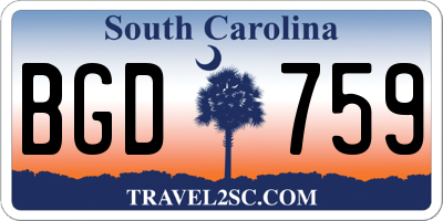 SC license plate BGD759