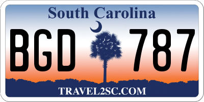 SC license plate BGD787