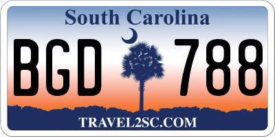 SC license plate BGD788