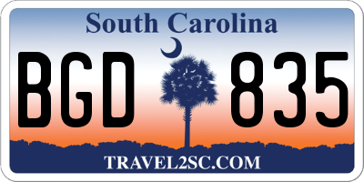 SC license plate BGD835