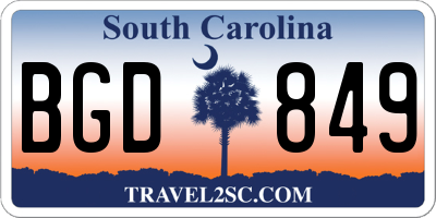 SC license plate BGD849
