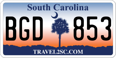 SC license plate BGD853