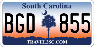 SC license plate BGD855