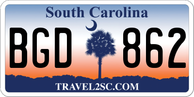SC license plate BGD862