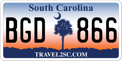 SC license plate BGD866