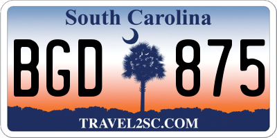 SC license plate BGD875