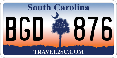 SC license plate BGD876