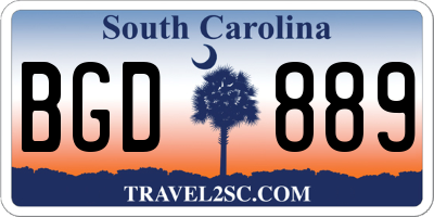SC license plate BGD889