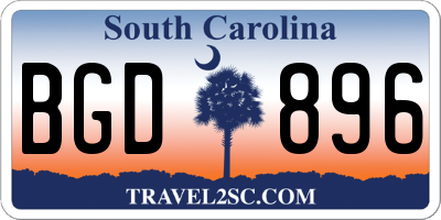 SC license plate BGD896