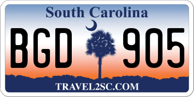 SC license plate BGD905
