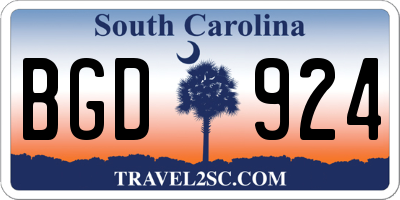 SC license plate BGD924