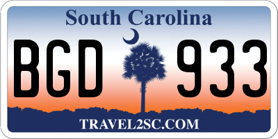 SC license plate BGD933