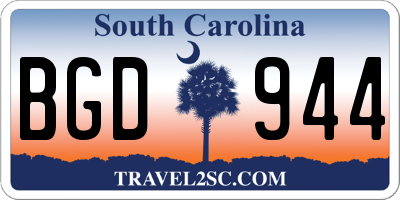 SC license plate BGD944