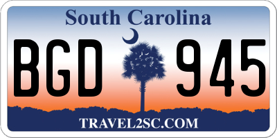 SC license plate BGD945