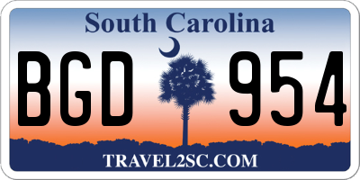 SC license plate BGD954