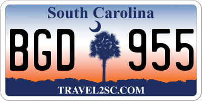 SC license plate BGD955