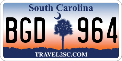 SC license plate BGD964