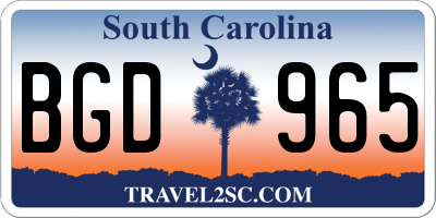 SC license plate BGD965