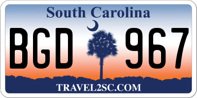 SC license plate BGD967