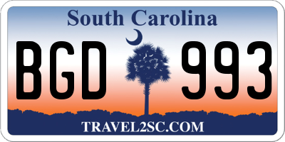 SC license plate BGD993