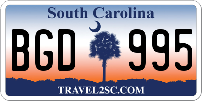 SC license plate BGD995
