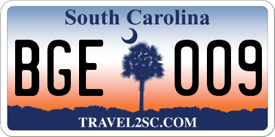 SC license plate BGE009