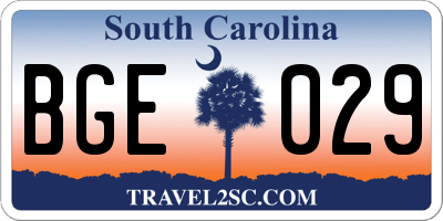 SC license plate BGE029