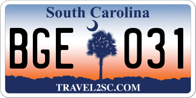 SC license plate BGE031