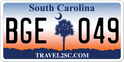 SC license plate BGE049