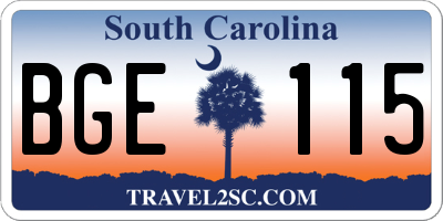 SC license plate BGE115