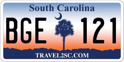 SC license plate BGE121
