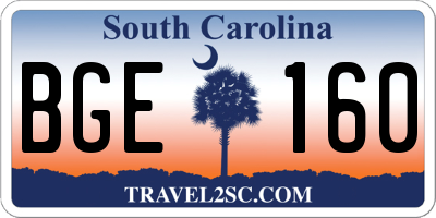 SC license plate BGE160