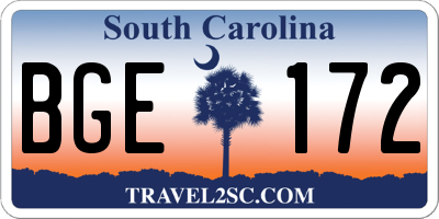SC license plate BGE172