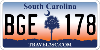 SC license plate BGE178