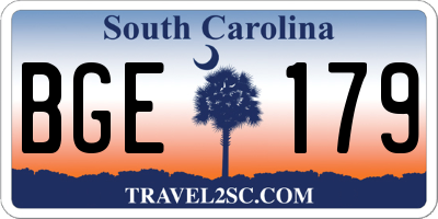 SC license plate BGE179