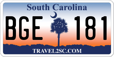 SC license plate BGE181
