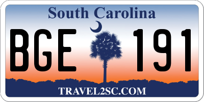 SC license plate BGE191