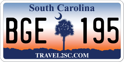 SC license plate BGE195