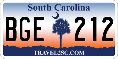 SC license plate BGE212