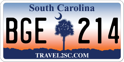 SC license plate BGE214
