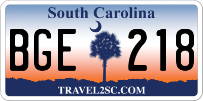SC license plate BGE218