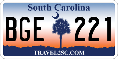 SC license plate BGE221
