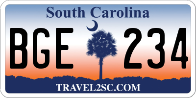 SC license plate BGE234